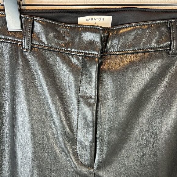NWT Babaton Vegan Leather Black Straight Pants Size 14 - Picture 4 of 14